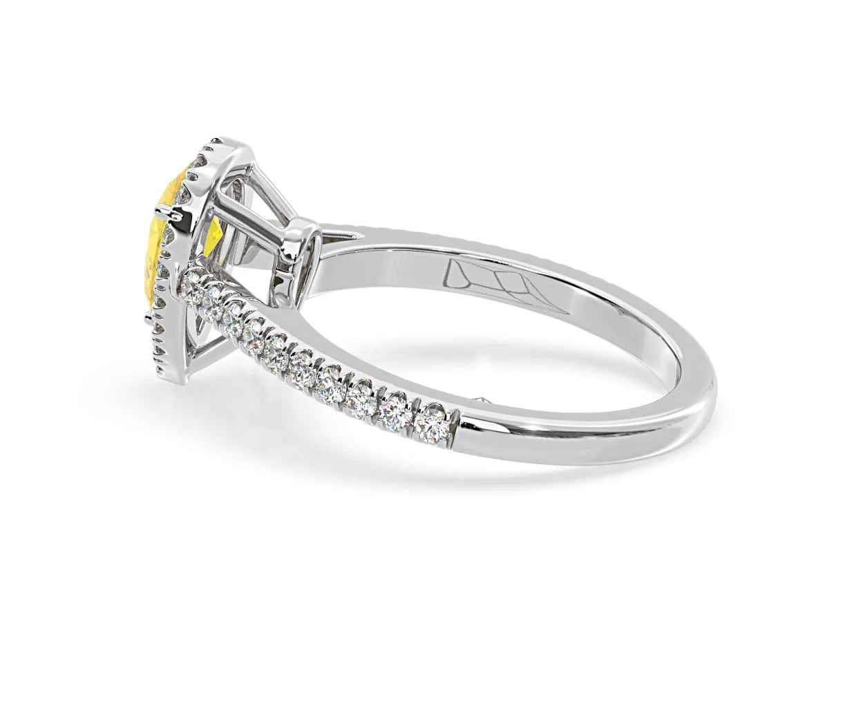 Diana Yellow Lab Diamond Pear Halo Ring 1.00ct in Platinum - Elara Collection - Image 31