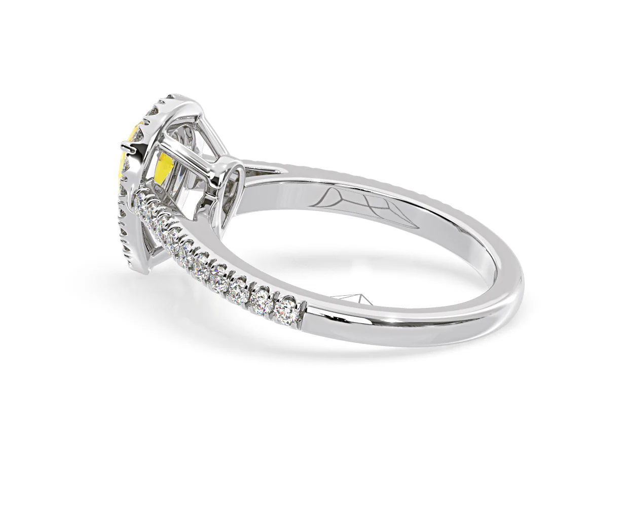 Diana Yellow Lab Diamond Pear Halo Ring 1.00ct in Platinum - Elara Collection - Image 33