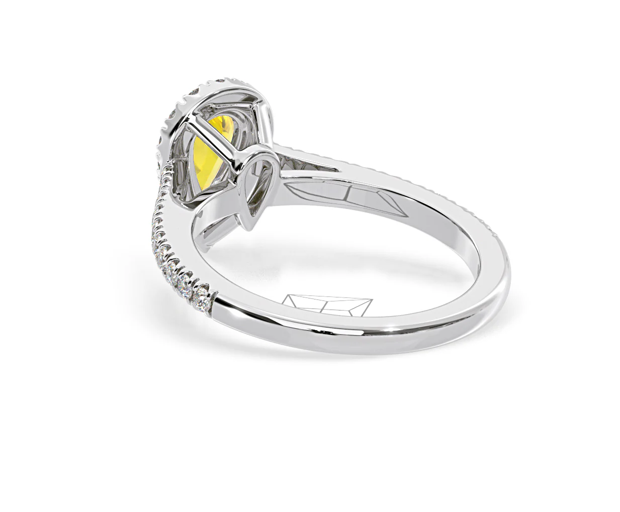 Diana Yellow Lab Diamond Pear Halo Ring 1.00ct in Platinum - Elara Collection - Image 39