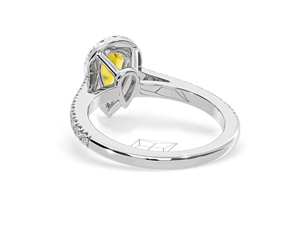 Diana Yellow Lab Diamond Pear Halo Ring 1.00ct in Platinum - Elara Collection - Image 41