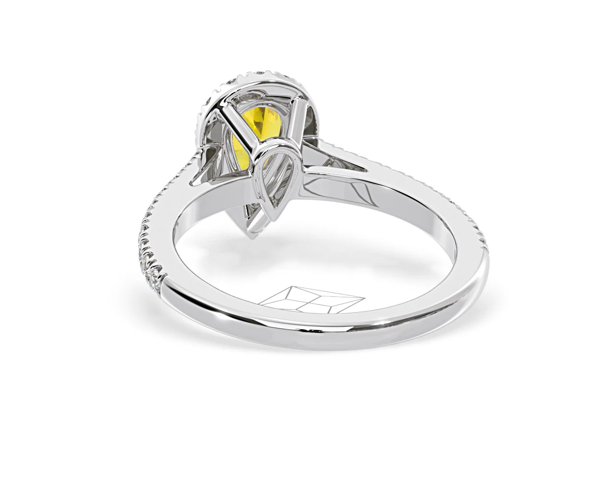 Diana Yellow Lab Diamond Pear Halo Ring 1.00ct in Platinum - Elara Collection - Image 43