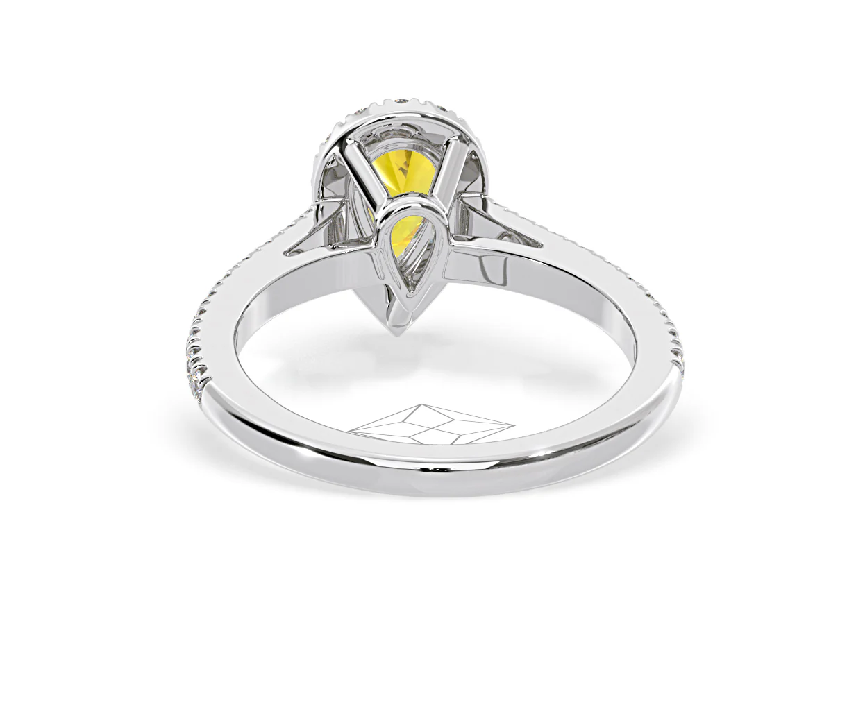 Diana Yellow Lab Diamond Pear Halo Ring 1.00ct in Platinum - Elara Collection - Image 45