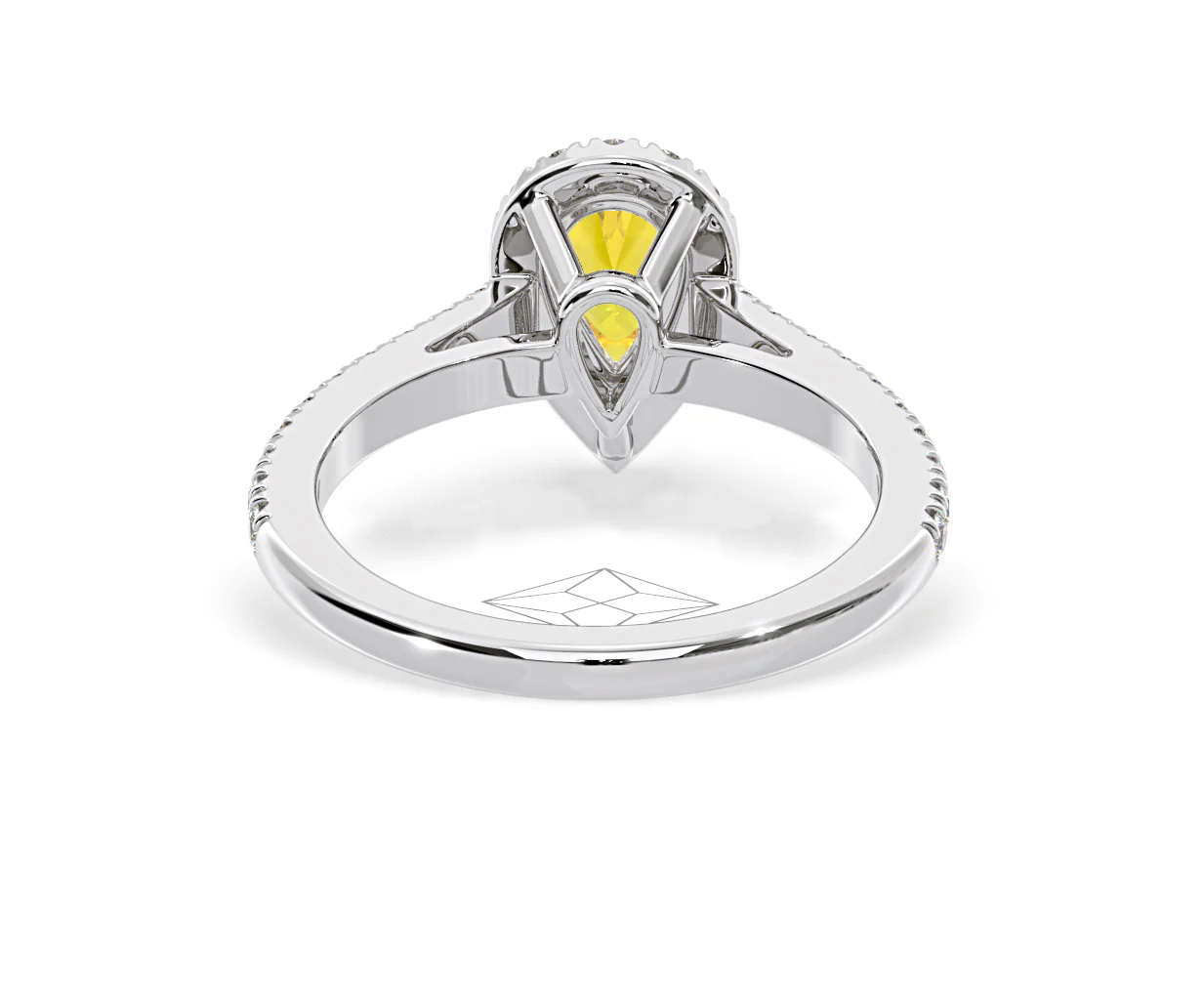 Diana Yellow Lab Diamond Pear Halo Ring 1.00ct in Platinum - Elara Collection - Image 47