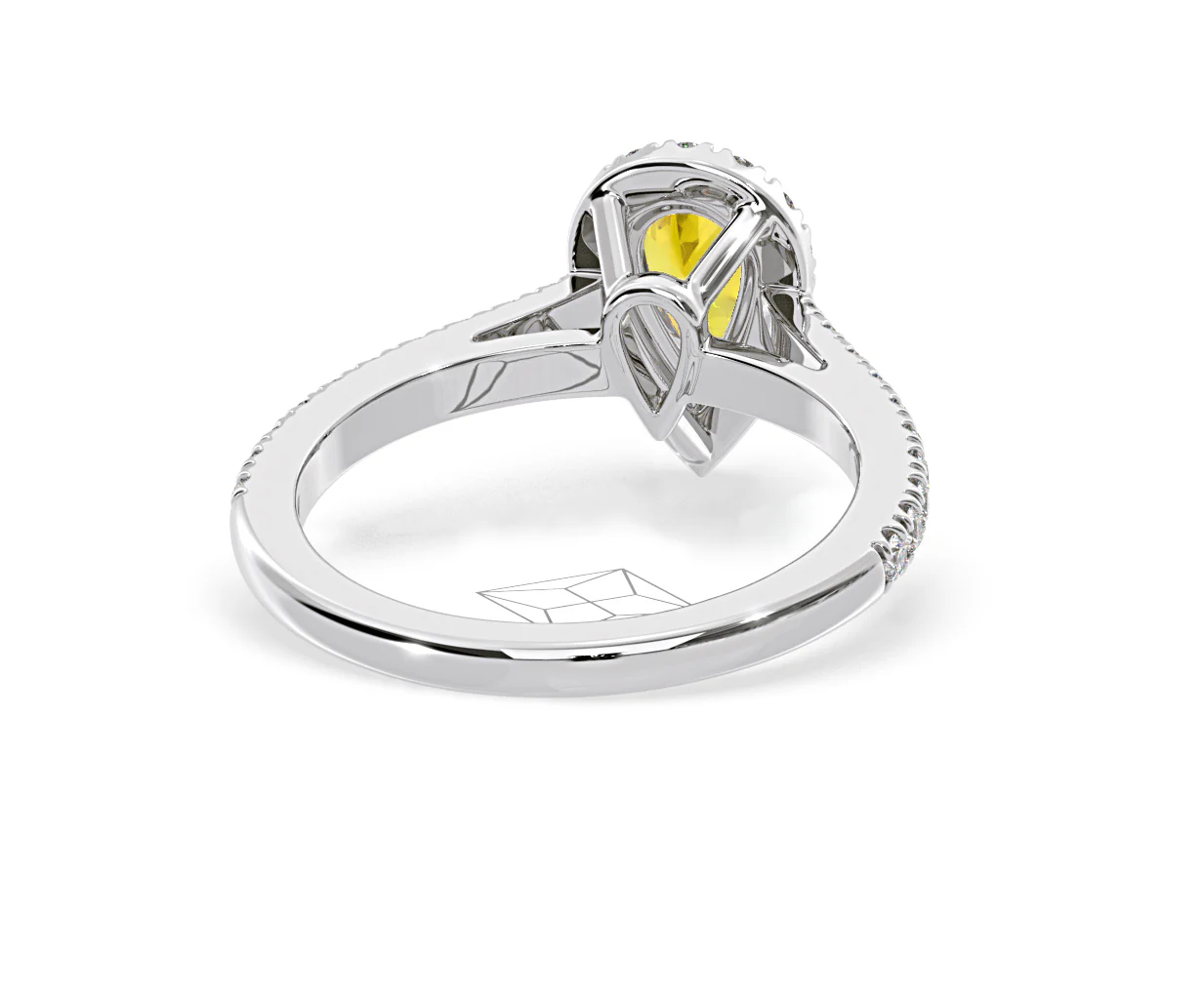 Diana Yellow Lab Diamond Pear Halo Ring 1.00ct in Platinum - Elara Collection - Image 50