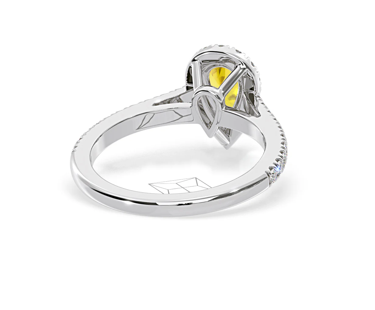 Diana Yellow Lab Diamond Pear Halo Ring 1.00ct in Platinum - Elara Collection - Image 51