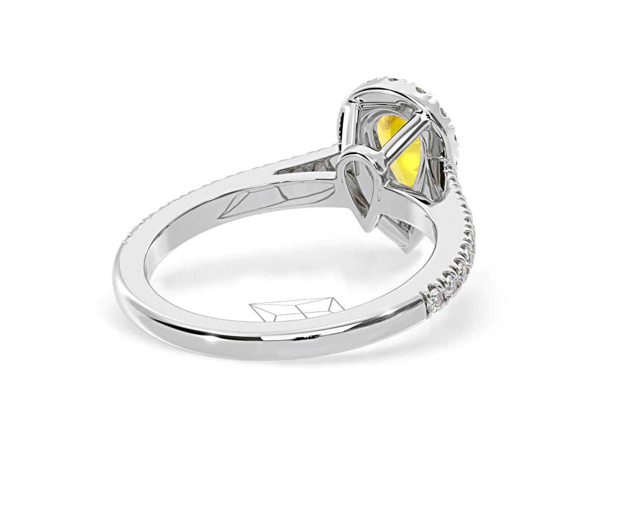 Diana Yellow Lab Diamond Pear Halo Ring 1.00ct in Platinum - Elara Collection - Image 53