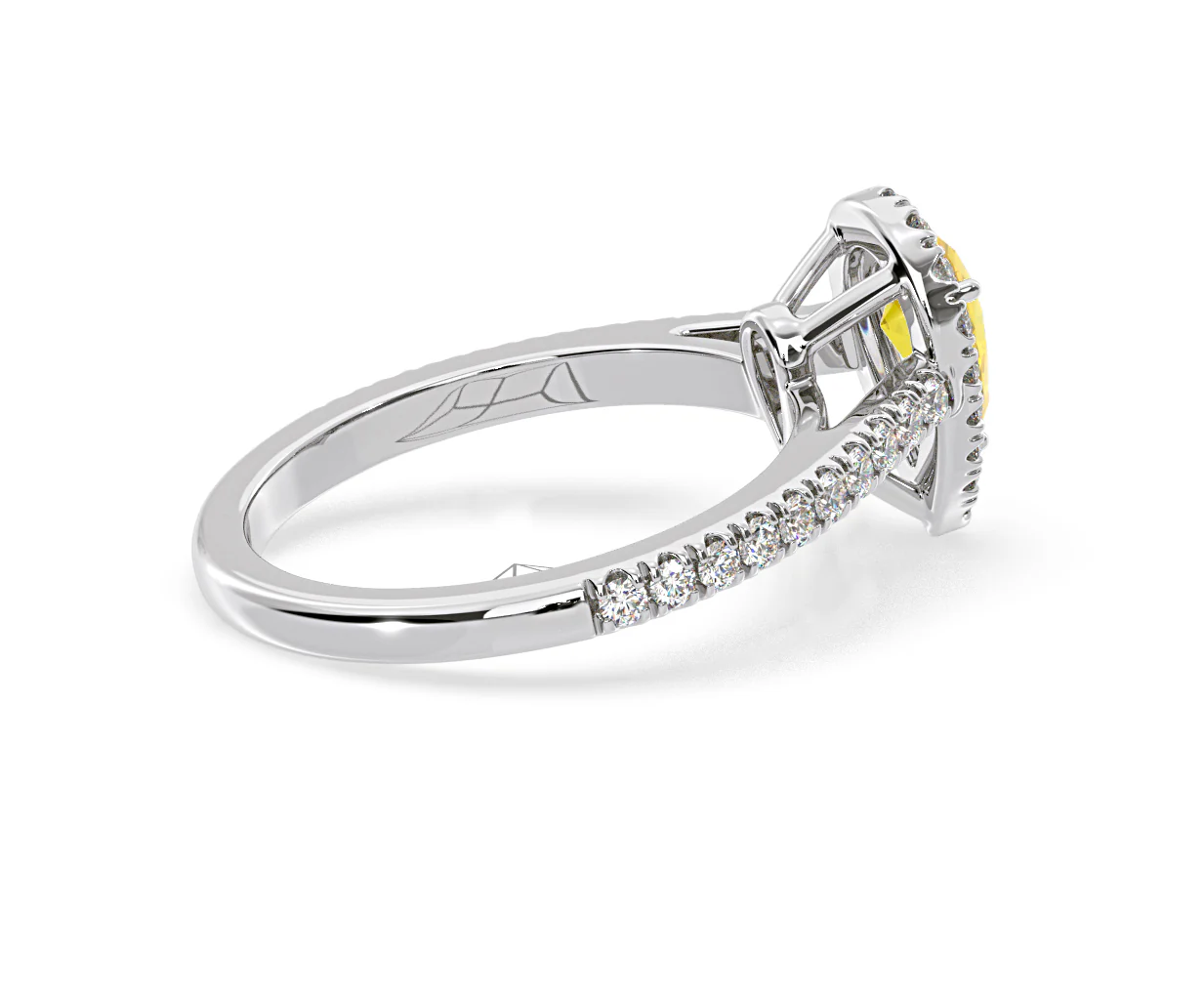 Diana Yellow Lab Diamond Pear Halo Ring 1.00ct in Platinum - Elara Collection - Image 61