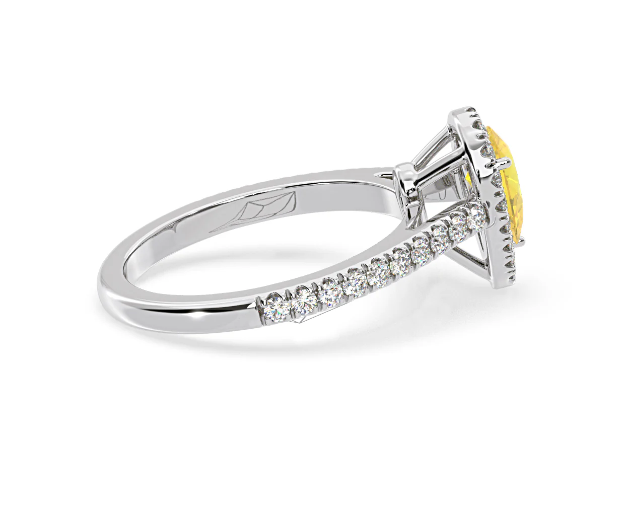 Diana Yellow Lab Diamond Pear Halo Ring 1.00ct in Platinum - Elara Collection - Image 64