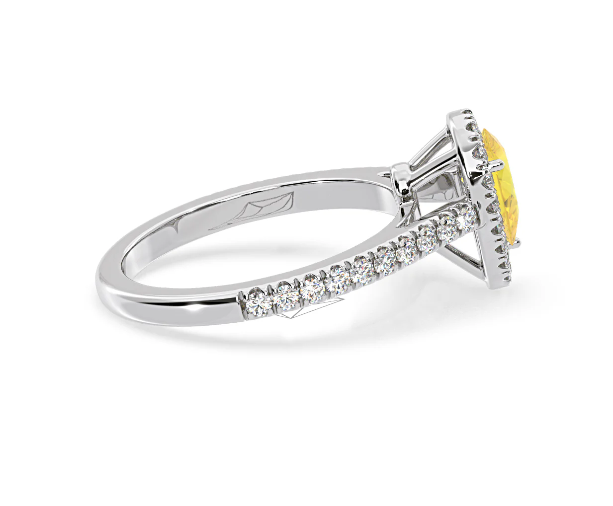 Diana Yellow Lab Diamond Pear Halo Ring 1.00ct in Platinum - Elara Collection - Image 65