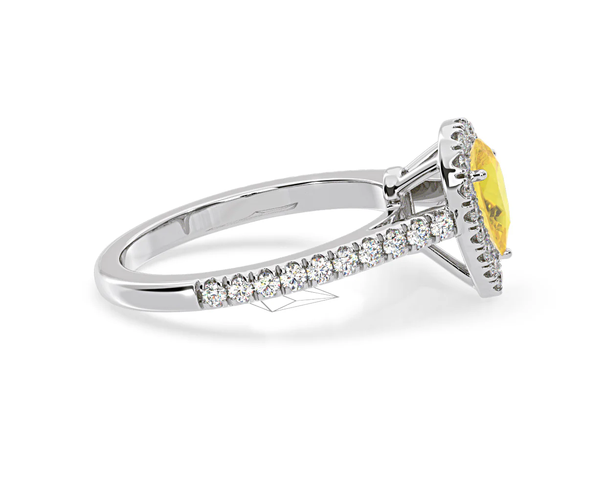 Diana Yellow Lab Diamond Pear Halo Ring 1.00ct in Platinum - Elara Collection - Image 68