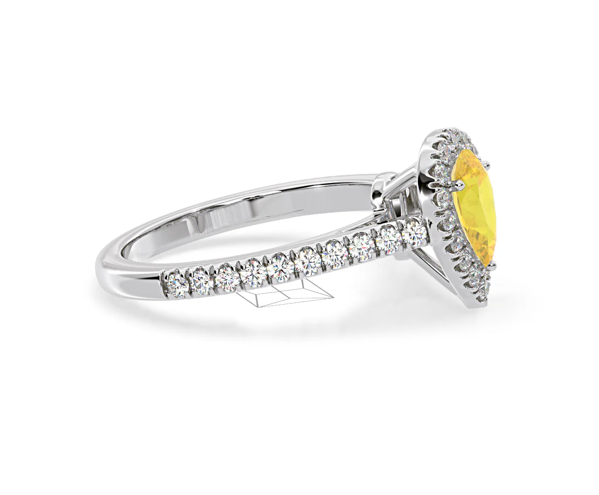 Diana Yellow Lab Diamond Pear Halo Ring 1.00ct in Platinum - Elara Collection - Image 71