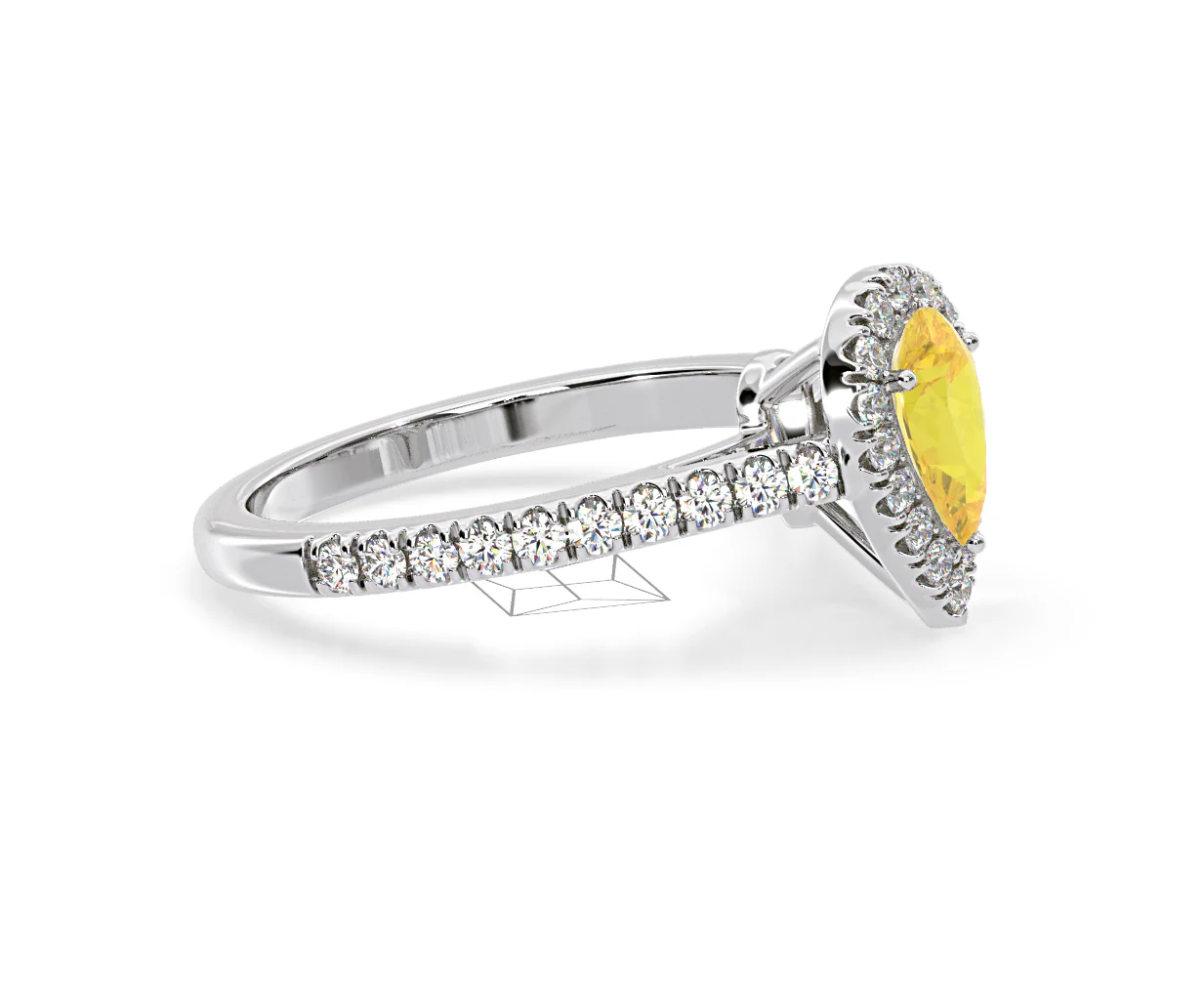 Diana Yellow Lab Diamond Pear Halo Ring 1.00ct in Platinum - Elara Collection - Image 72