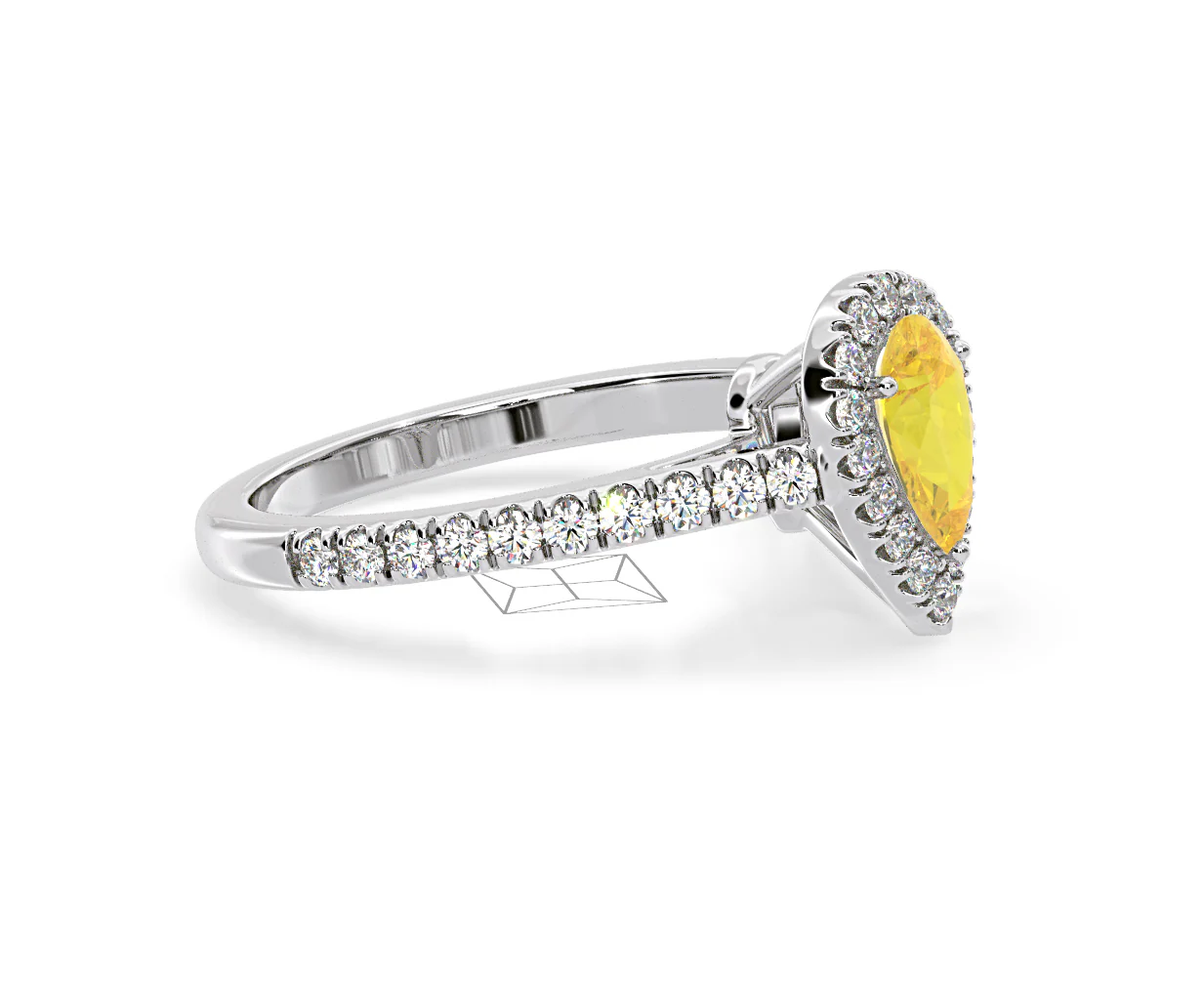 Diana Yellow Lab Diamond Pear Halo Ring 1.00ct in Platinum - Elara Collection - Image 73