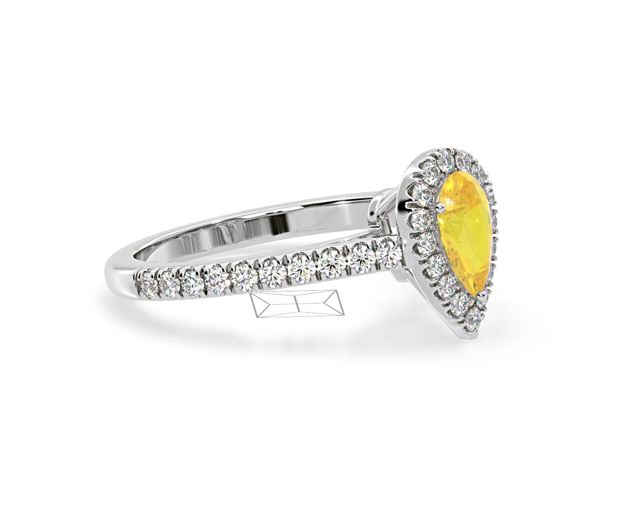 Diana Yellow Lab Diamond Pear Halo Ring 1.00ct in Platinum - Elara Collection - Image 75