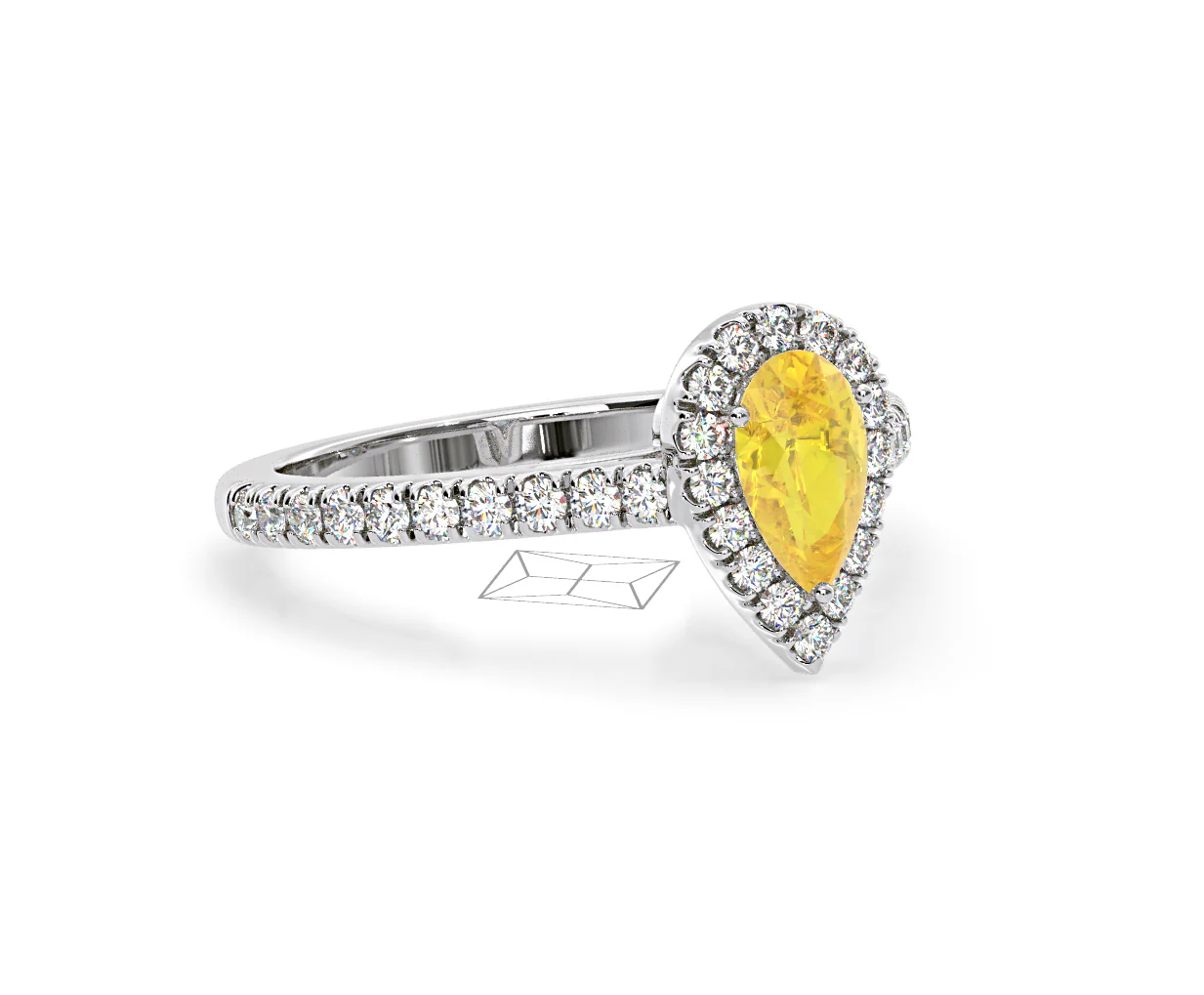 Diana Yellow Lab Diamond Pear Halo Ring 1.00ct in Platinum - Elara Collection - Image 79