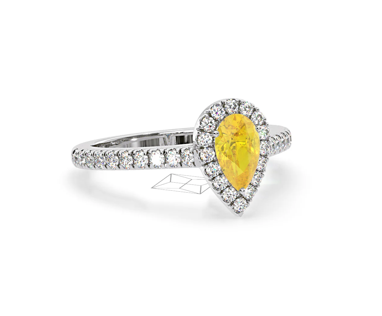 Diana Yellow Lab Diamond Pear Halo Ring 1.00ct in Platinum - Elara Collection - Image 81