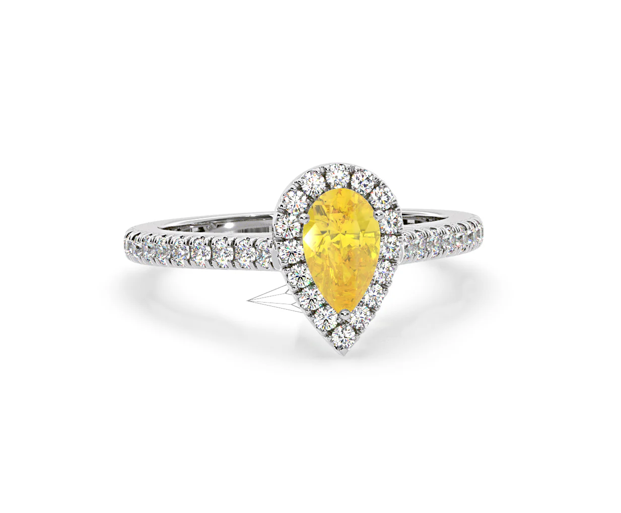 Diana Yellow Lab Diamond Pear Halo Ring 1.00ct in Platinum - Elara Collection - Image 84