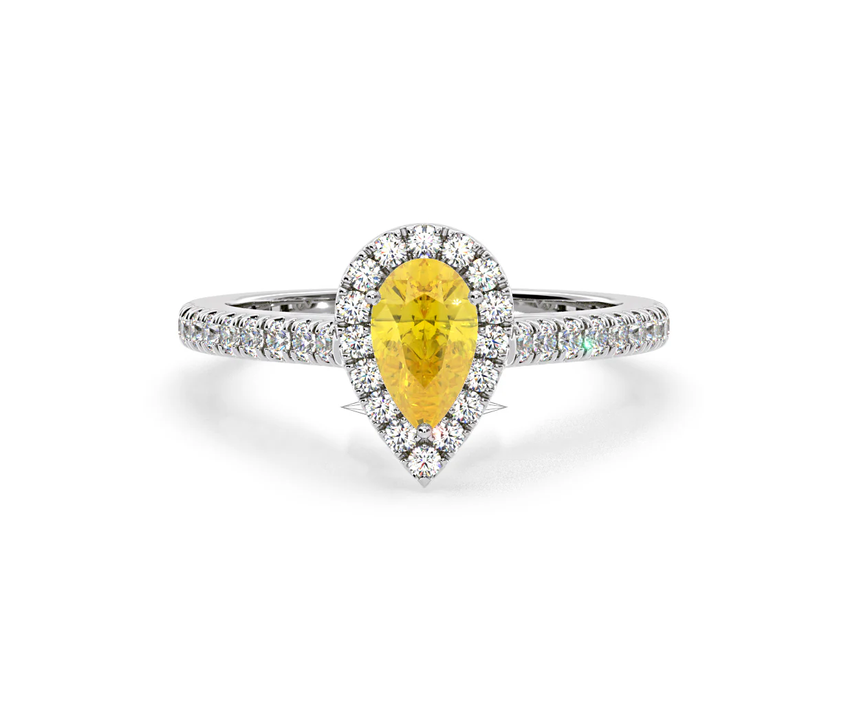 Diana Yellow Lab Diamond Pear Halo Ring 1.00ct in Platinum - Elara Collection - Image 86