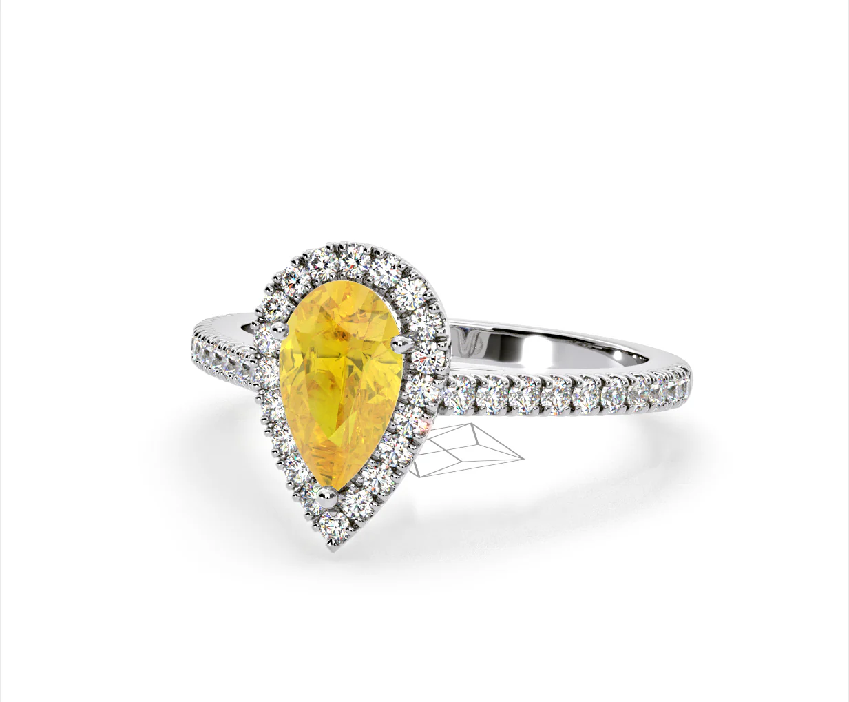 Diana Yellow Lab Diamond Pear Halo Ring 1.60ct in 18K White Gold - Elara Collection - Image 11