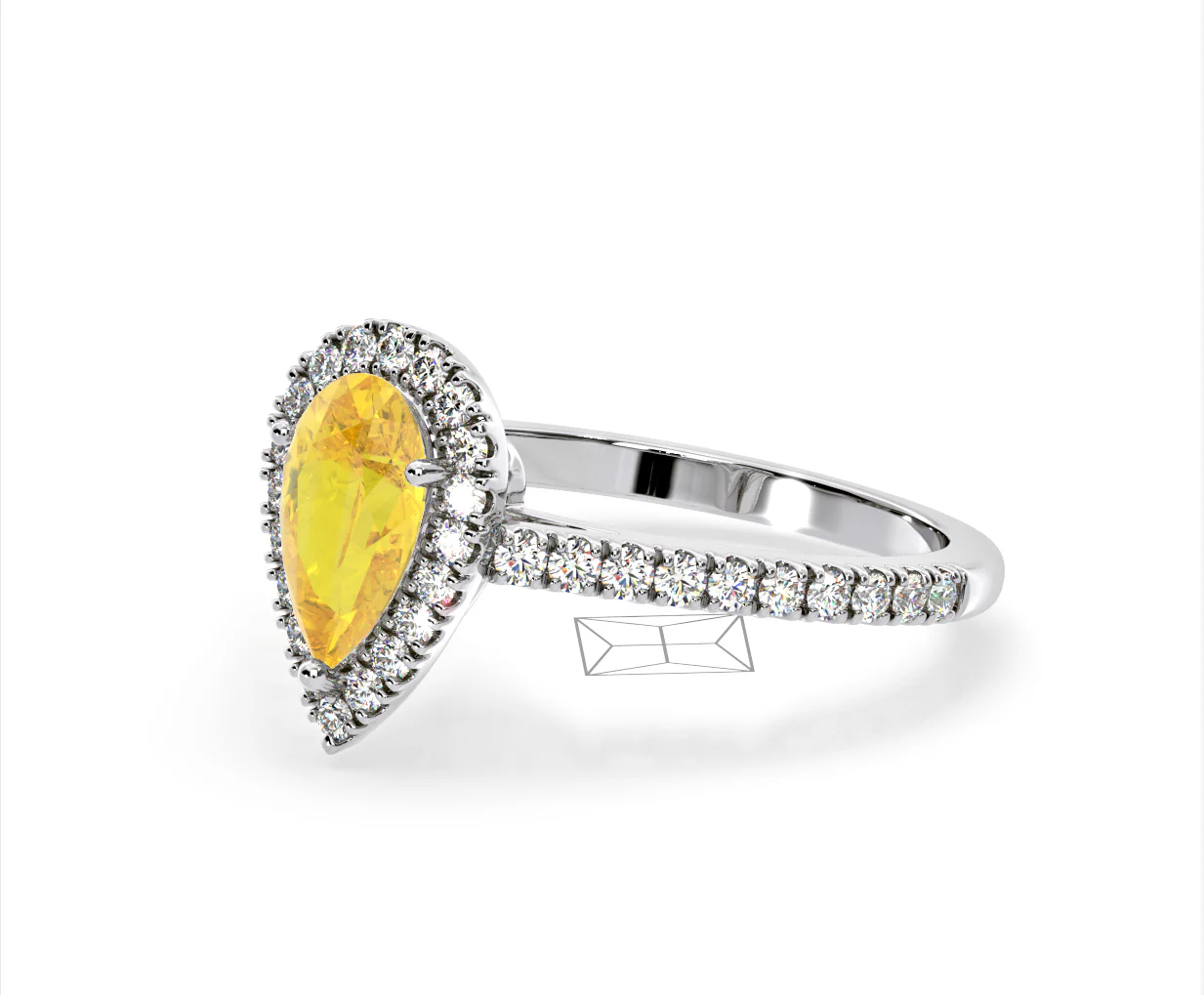 Diana Yellow Lab Diamond Pear Halo Ring 1.60ct in 18K White Gold - Elara Collection - Image 16