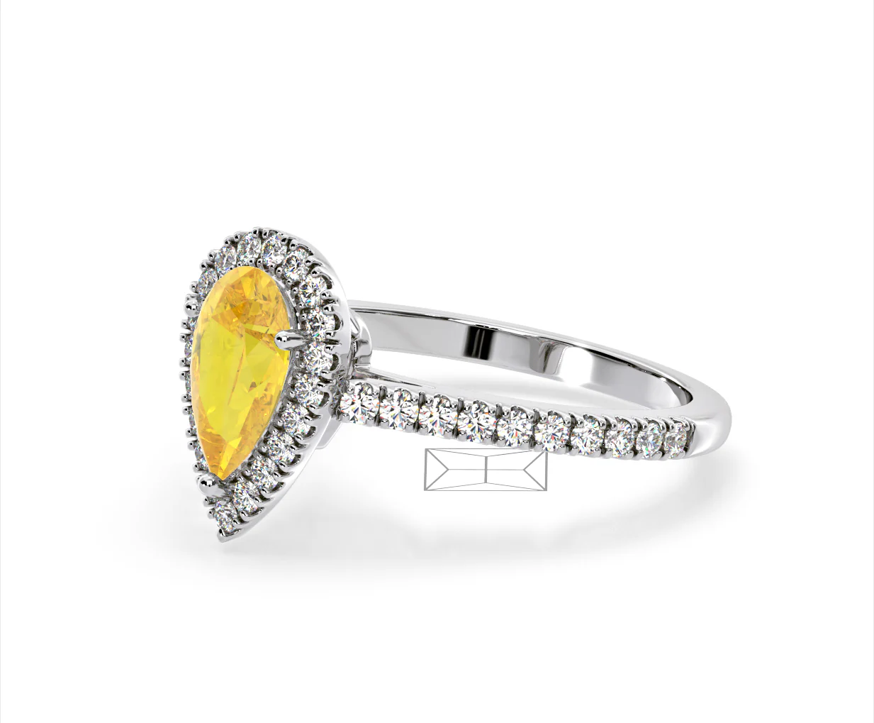 Diana Yellow Lab Diamond Pear Halo Ring 1.60ct in 18K White Gold - Elara Collection - Image 17