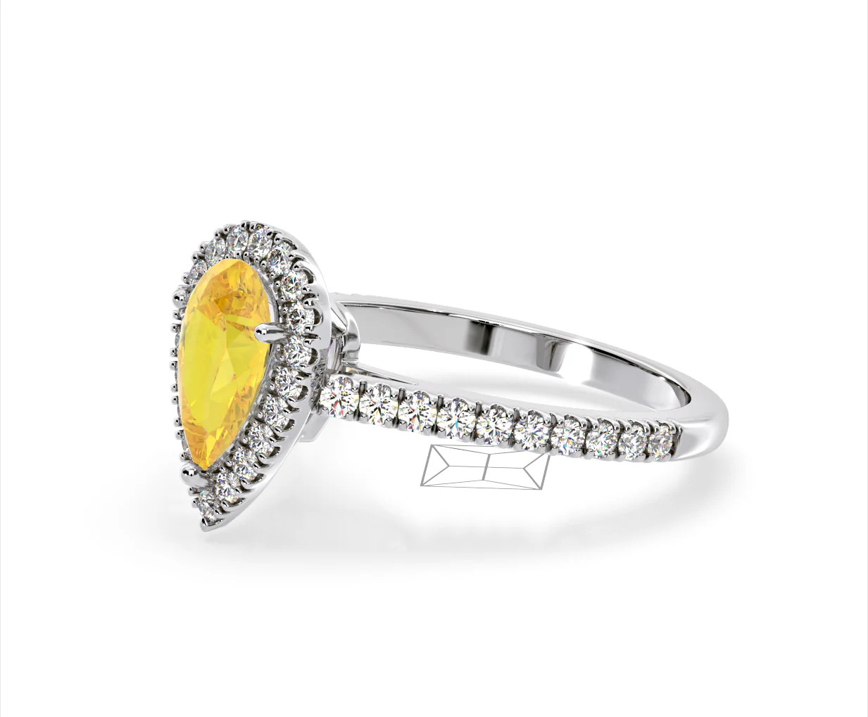 Diana Yellow Lab Diamond Pear Halo Ring 1.60ct in 18K White Gold - Elara Collection - Image 18