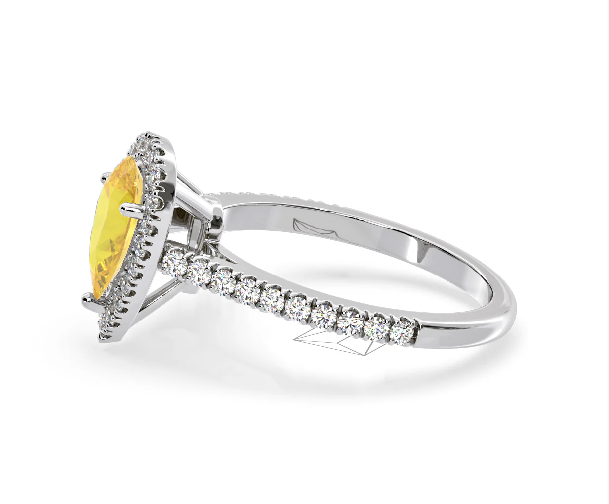 Diana Yellow Lab Diamond Pear Halo Ring 1.60ct in 18K White Gold - Elara Collection - Image 24