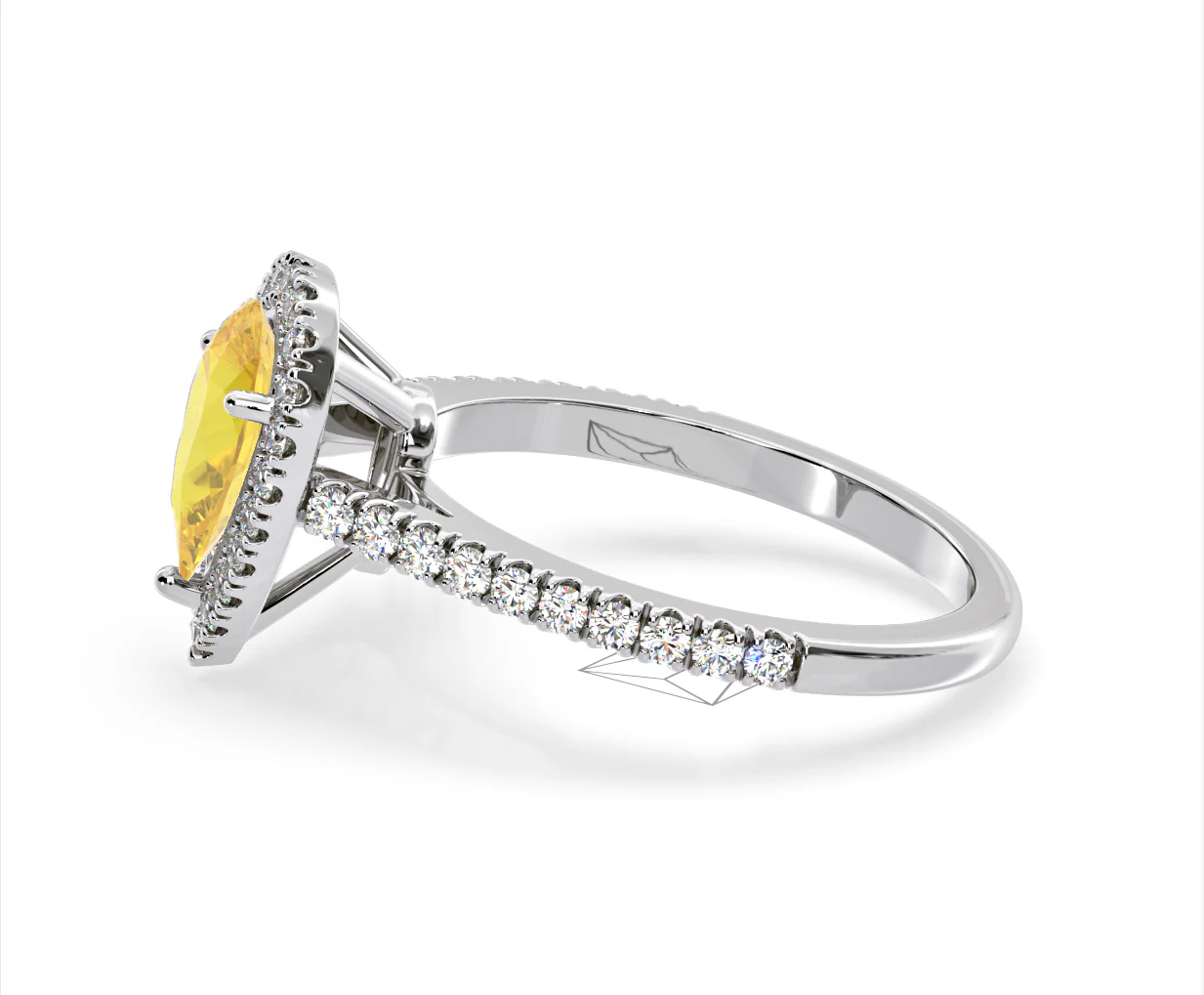 Diana Yellow Lab Diamond Pear Halo Ring 1.60ct in 18K White Gold - Elara Collection - Image 25