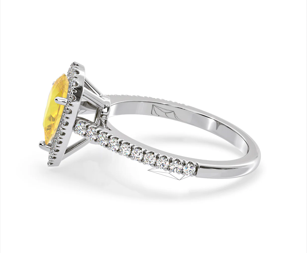 Diana Yellow Lab Diamond Pear Halo Ring 1.60ct in 18K White Gold - Elara Collection - Image 26
