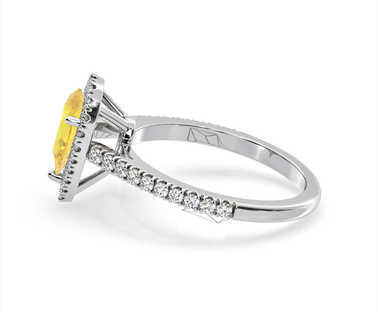 Diana Yellow Lab Diamond Pear Halo Ring 1.60ct in 18K White Gold - Elara Collection - Image 27