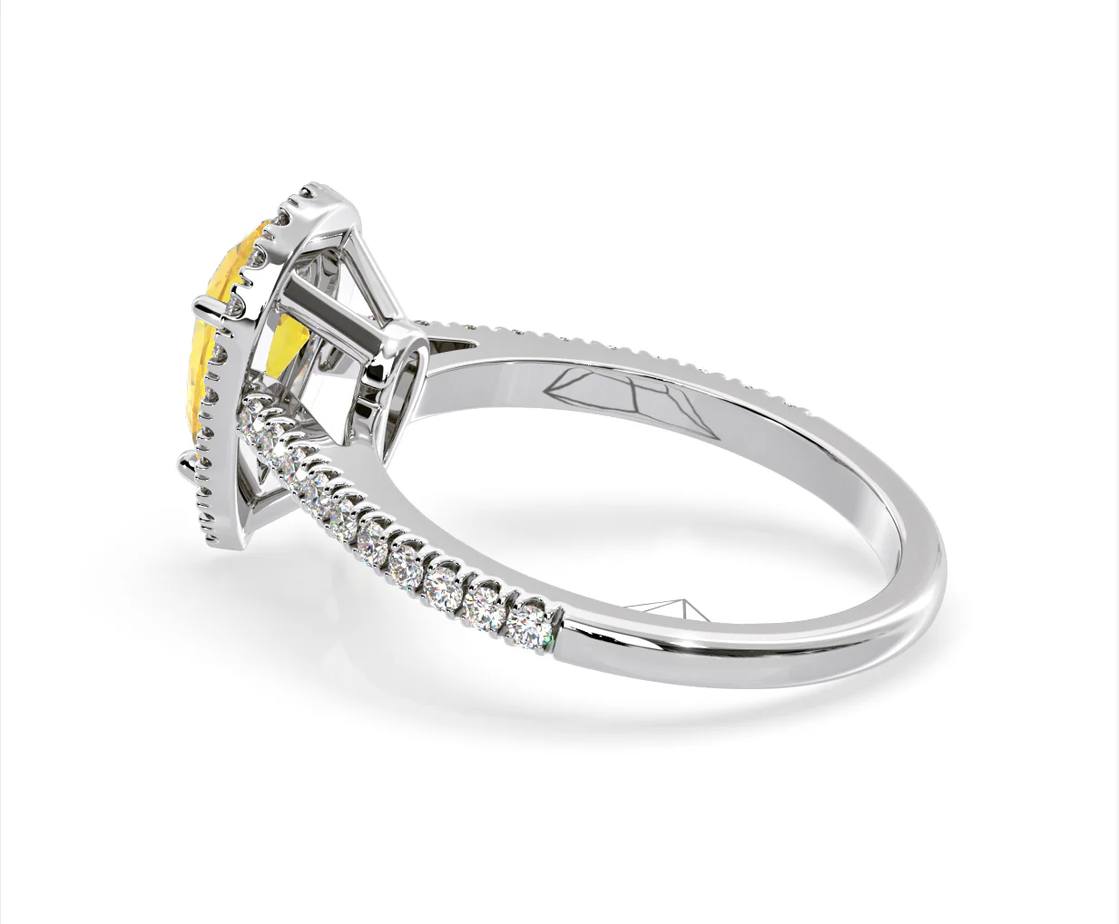 Diana Yellow Lab Diamond Pear Halo Ring 1.60ct in 18K White Gold - Elara Collection - Image 32