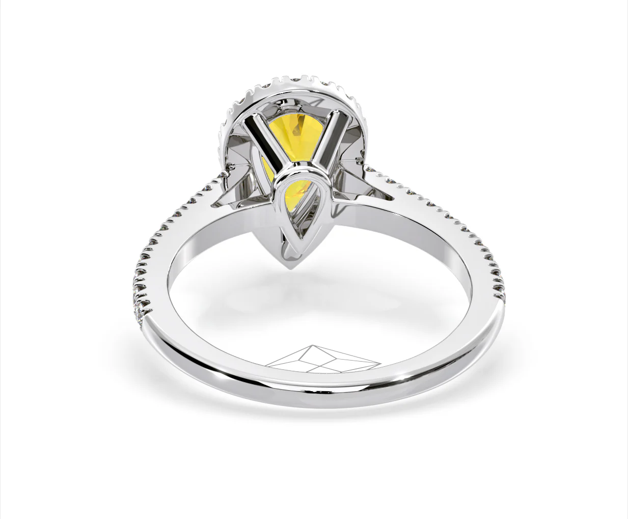Diana Yellow Lab Diamond Pear Halo Ring 1.60ct in 18K White Gold - Elara Collection - Image 45