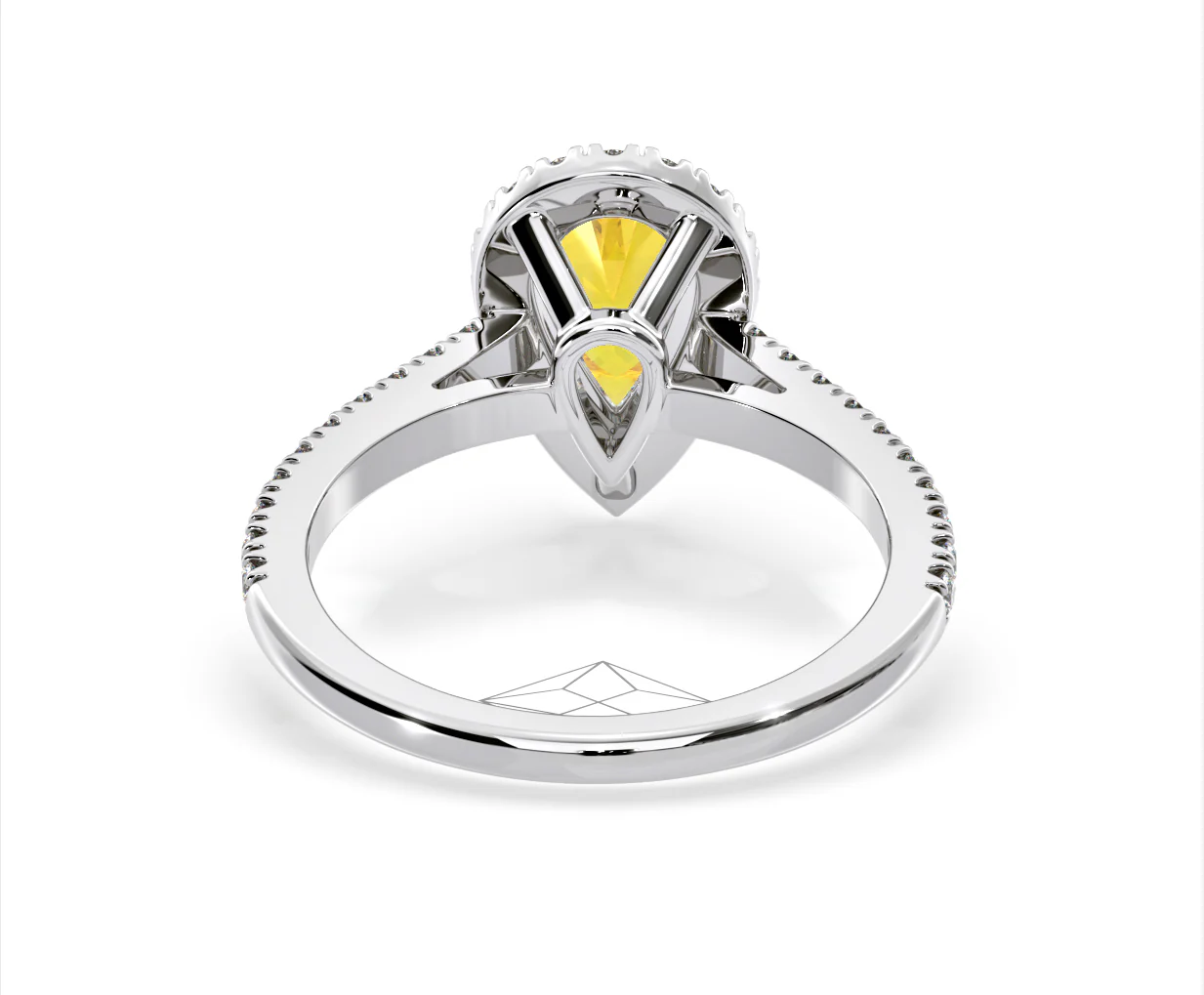 Diana Yellow Lab Diamond Pear Halo Ring 1.60ct in 18K White Gold - Elara Collection - Image 47