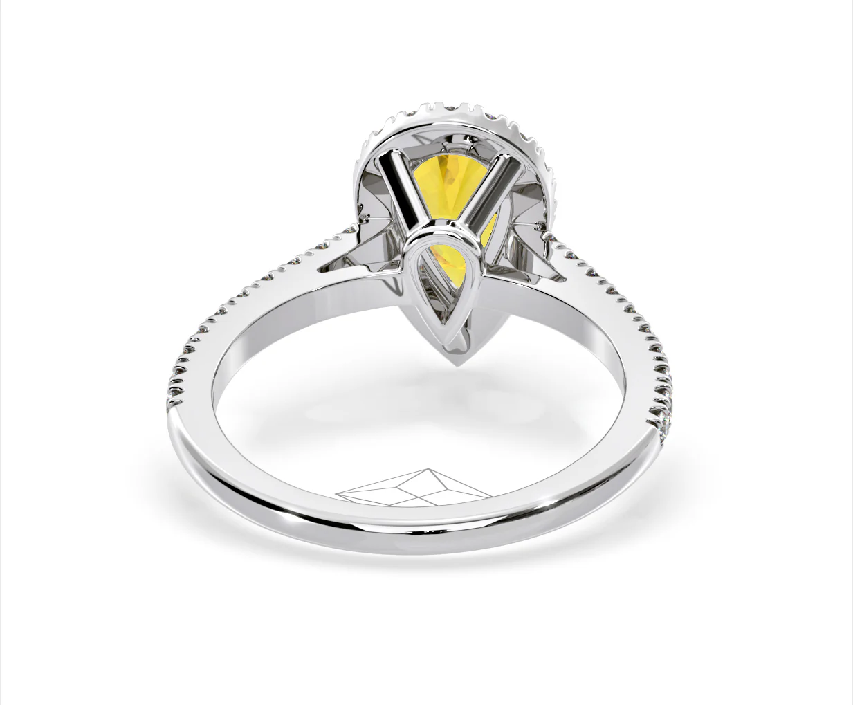 Diana Yellow Lab Diamond Pear Halo Ring 1.60ct in 18K White Gold - Elara Collection - Image 48