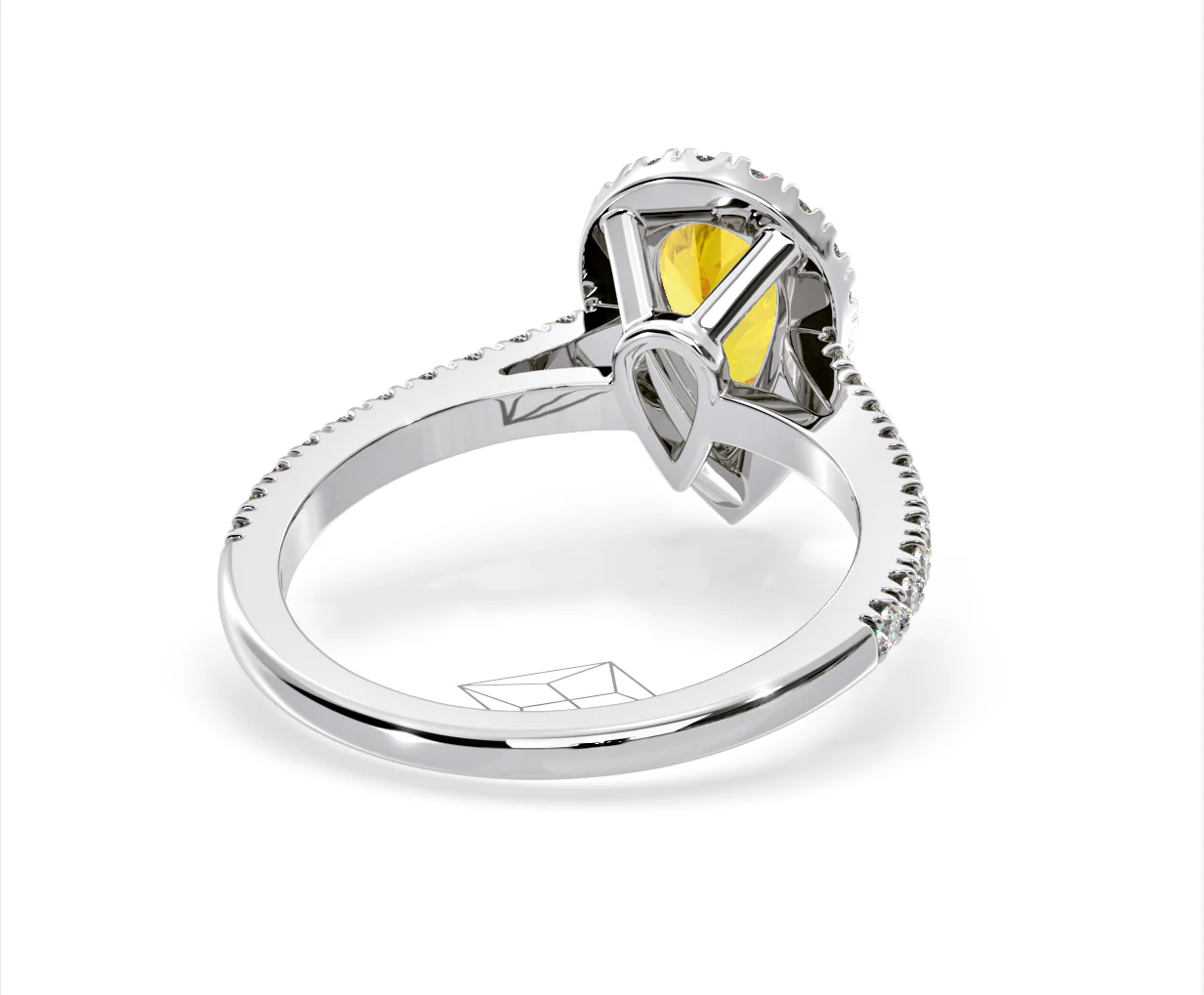 Diana Yellow Lab Diamond Pear Halo Ring 1.60ct in 18K White Gold - Elara Collection - Image 51