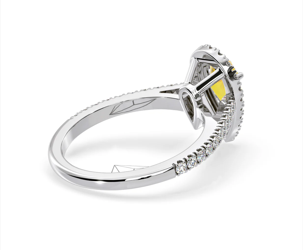 Diana Yellow Lab Diamond Pear Halo Ring 1.60ct in 18K White Gold - Elara Collection - Image 58
