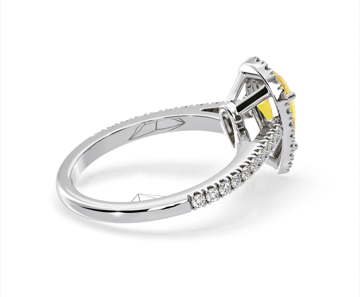 Diana Yellow Lab Diamond Pear Halo Ring 1.60ct in 18K White Gold - Elara Collection - Image 60