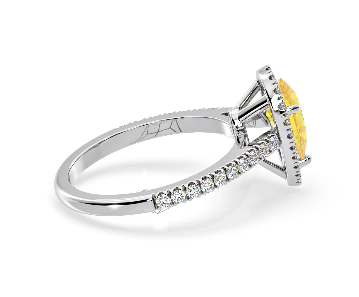 Diana Yellow Lab Diamond Pear Halo Ring 1.60ct in 18K White Gold - Elara Collection - Image 64