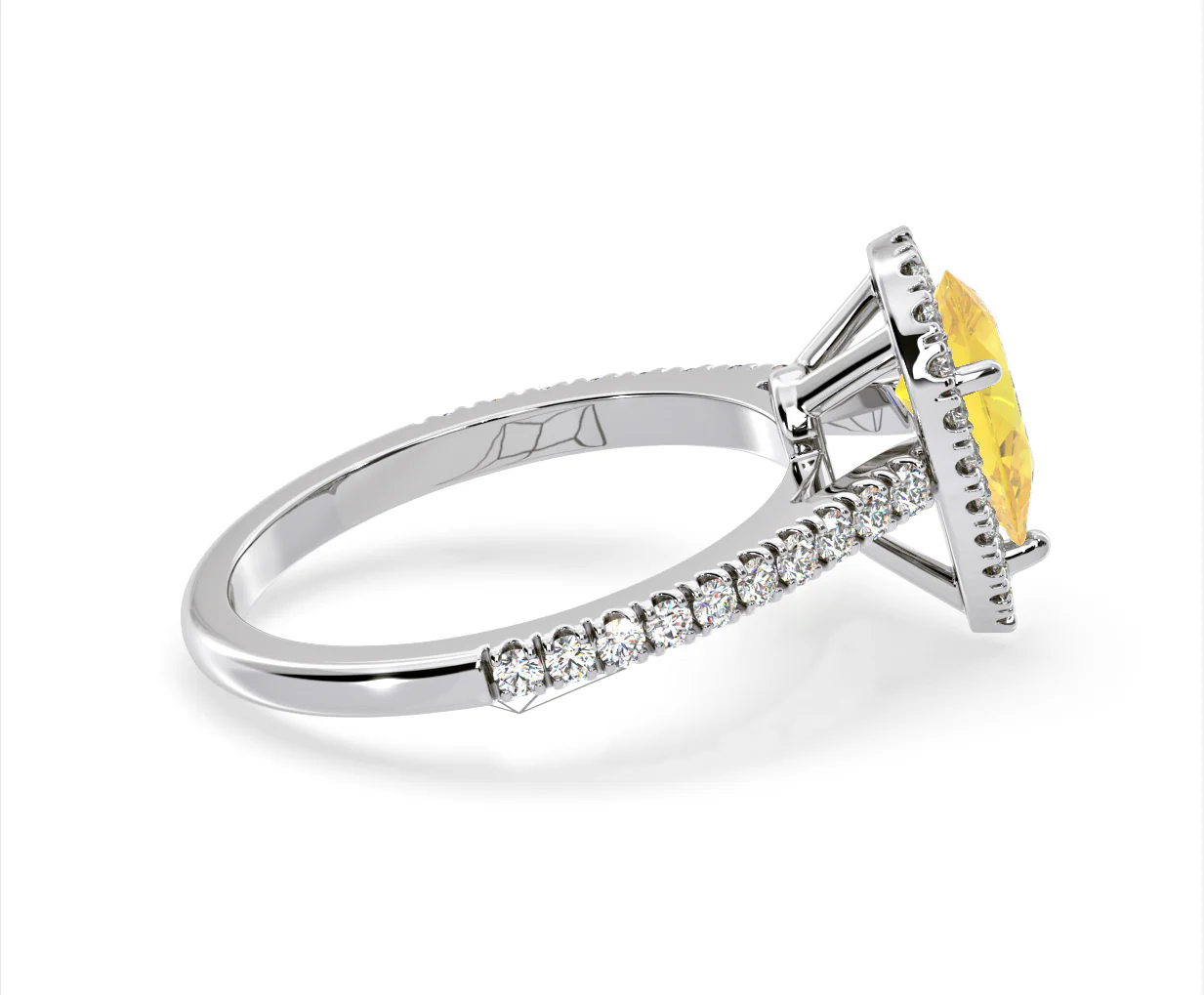 Diana Yellow Lab Diamond Pear Halo Ring 1.60ct in 18K White Gold - Elara Collection - Image 65