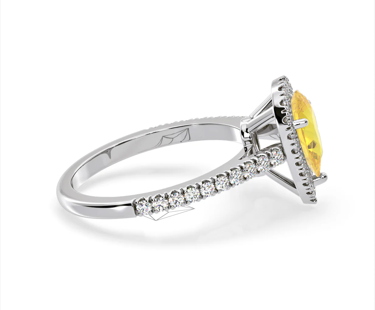 Diana Yellow Lab Diamond Pear Halo Ring 1.60ct in 18K White Gold - Elara Collection - Image 67