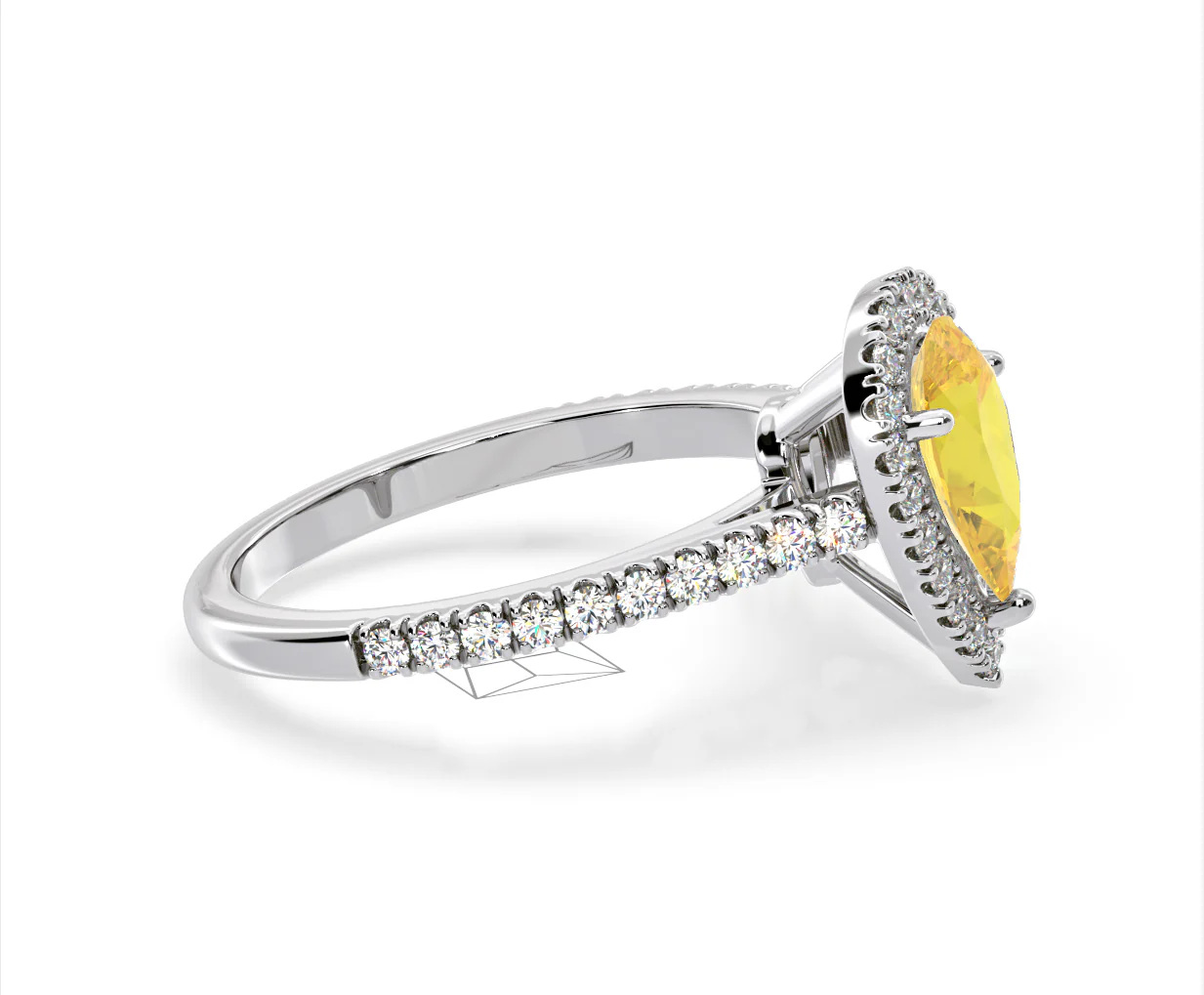 Diana Yellow Lab Diamond Pear Halo Ring 1.60ct in 18K White Gold - Elara Collection - Image 70