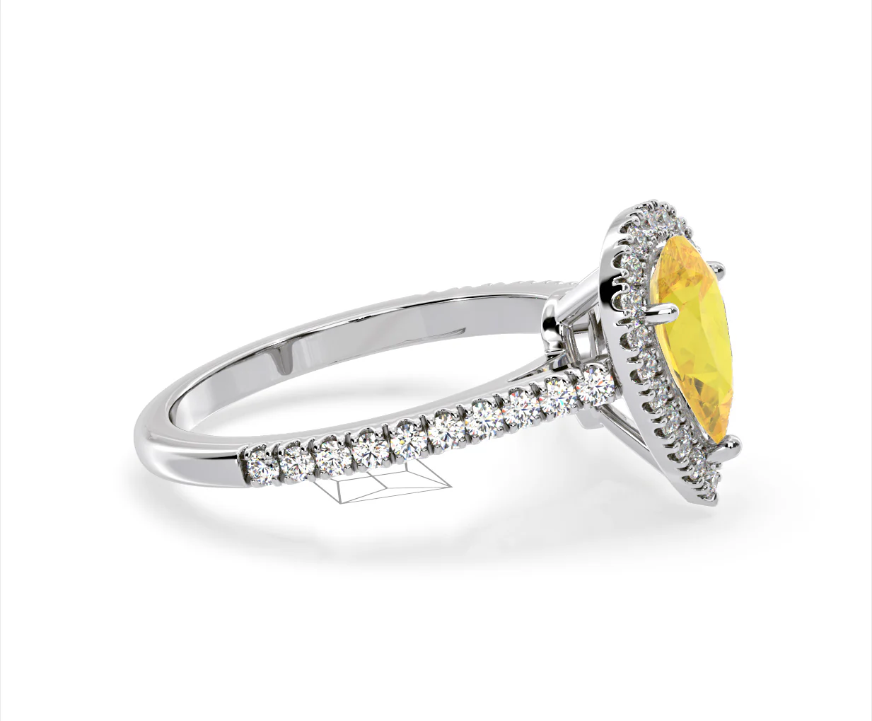 Diana Yellow Lab Diamond Pear Halo Ring 1.60ct in 18K White Gold - Elara Collection - Image 71
