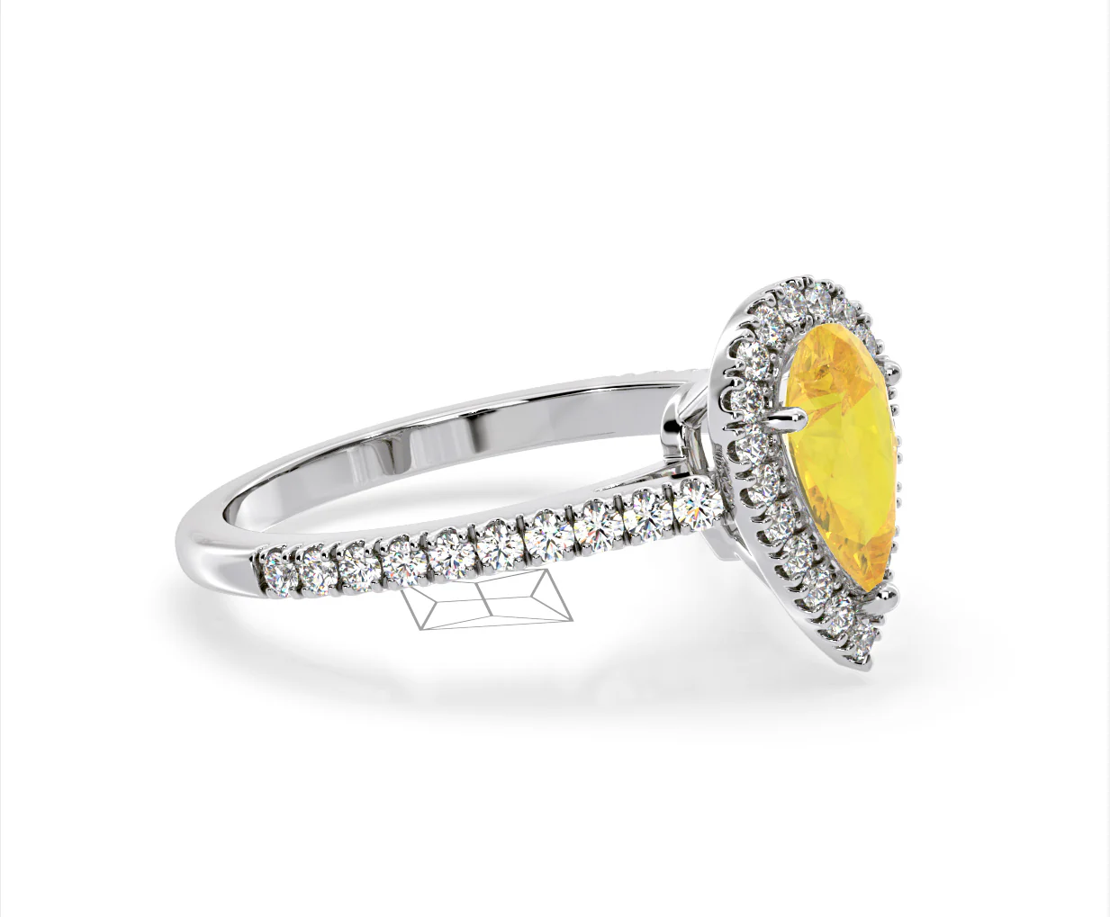 Diana Yellow Lab Diamond Pear Halo Ring 1.60ct in 18K White Gold - Elara Collection - Image 74
