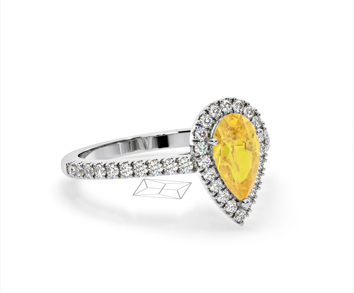 Diana Yellow Lab Diamond Pear Halo Ring 1.60ct in 18K White Gold - Elara Collection - Image 79