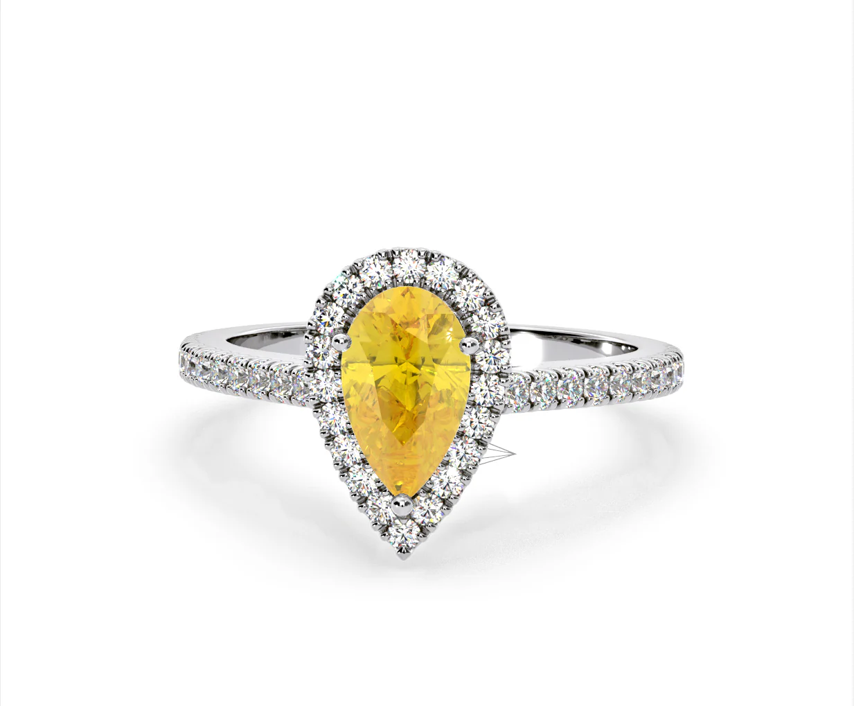 Diana Yellow Lab Diamond Pear Halo Ring 1.60ct in 18K White Gold - Elara Collection - Image 8