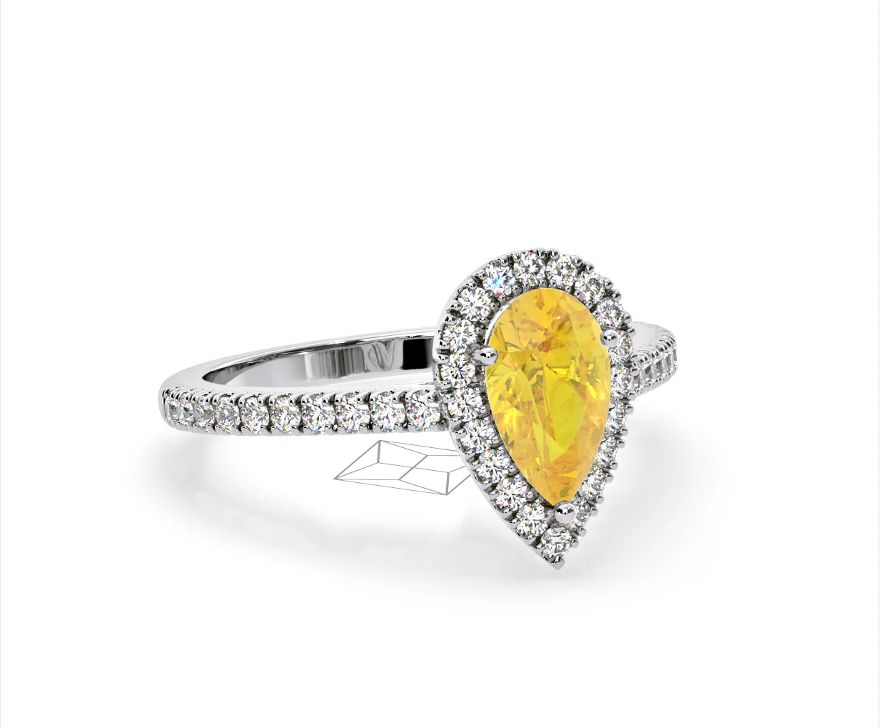 Diana Yellow Lab Diamond Pear Halo Ring 1.60ct in 18K White Gold - Elara Collection - Image 81