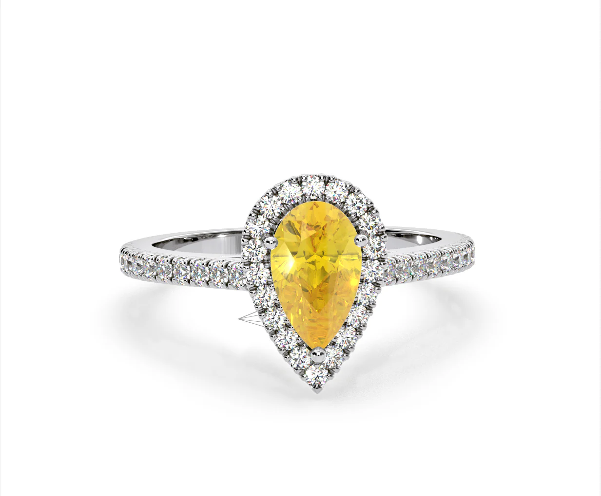 Diana Yellow Lab Diamond Pear Halo Ring 1.60ct in 18K White Gold - Elara Collection - Image 85