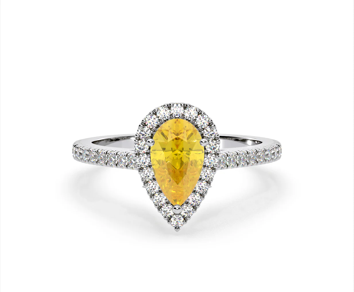 Diana Yellow Lab Diamond Pear Halo Ring 1.60ct in 18K White Gold - Elara Collection - Image 86