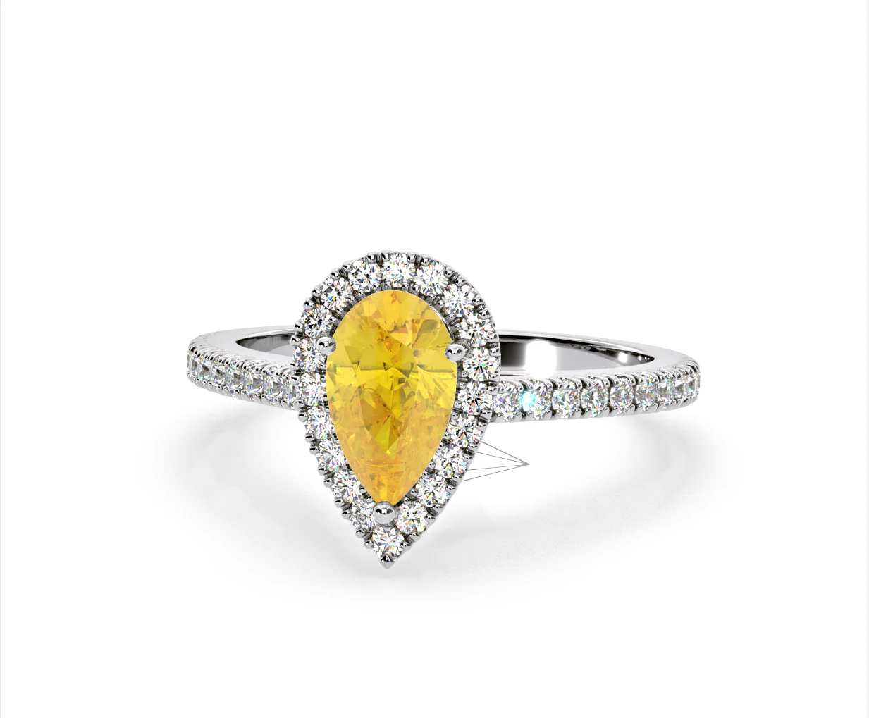 Diana Yellow Lab Diamond Pear Halo Ring 1.60ct in 18K White Gold - Elara Collection - Image 9