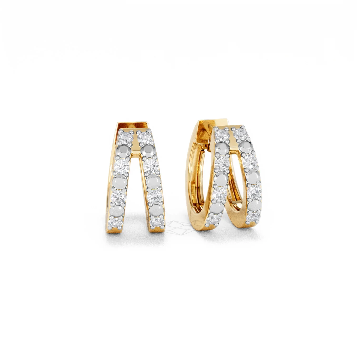 Duo Row Huggie Lab Diamond Earrings 0.22ct in 18K Gold Vermeil - Image 11